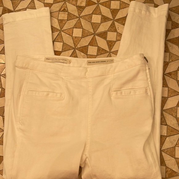 Anthropologie Pilcro 27 High-Rise Denim Leggings White Cropped Side Zip Closure - Picture 2 of 10